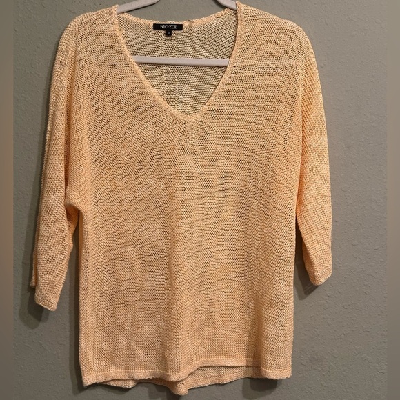 NIC+ZOE Womens Sunkissed Linen V-Neck Pullover Sweater - Picture 1 of 10